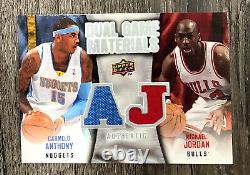 2009-10 Upper Deck Carmelo Anthony & Michael Jordan Dual Game Used Jersey Card