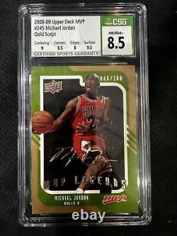 #245 Michael Jordan 2008-09 Upper Deck MVP SN #/100 8.5 Bulls Gold Script