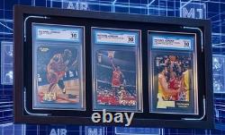 3 GEM? MINT 10 MICHAEL JORDAN CARDS? Comes With Beautiful Display Case