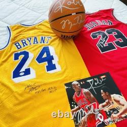 (4) Michael Jordan Kobe Bryant Signed Jersey Autographed Basketball BECKETT COA