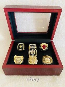 7 Pcs Chicago Bulls Michael Jordan Championship Ring Set with Case, ? SHIP