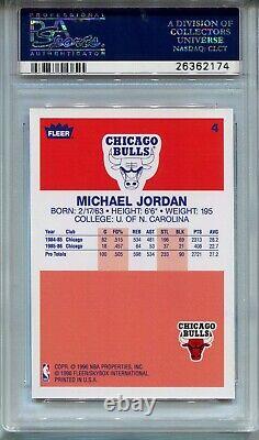 96 Decade Michael Jordan 1986 Fleer Basketball Rookie Card Replicate PSA MINT 9