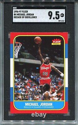 96 Decade Michael Jordan 1986 Fleer Rookie Card RC Replicate Graded SGC 9.5