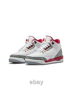 Air Jordan 3 Cardinal Red White Cement Retro GS Size 7 Y CT8532-126