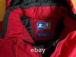 CHICAGO BULLS 90s 1\4 ZIP PUFFER HOODED JACKET VINTAGE STARTER ERA JORDAN SZ XL