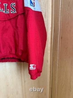 CHICAGO BULLS 90s 1\4 ZIP PUFFER HOODED JACKET VINTAGE STARTER ERA JORDAN SZ XL