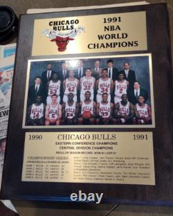 Chicago Bulls 1991 NBA World Champions 25th Anniversary Plaque +BONUS