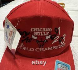 Chicago Bulls 1993 Vintage Red Cap Easy As 1991 1992 1993 Logo World Champions