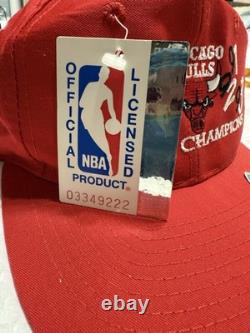Chicago Bulls 1993 Vintage Red Cap Easy As 1991 1992 1993 Logo World Champions