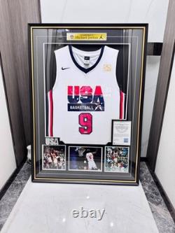 Framed Display Autograph Michael Jordan Signed USA Basketball #9 Jersey UDA COA