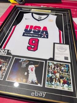 Framed Display Autograph Michael Jordan Signed USA Basketball #9 Jersey UDA COA