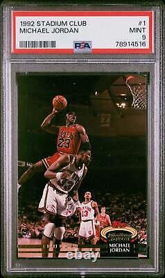 Graded 1992 Topps Stadium Club Michael Jordan #1 Basketball Card PSA 9 Mint