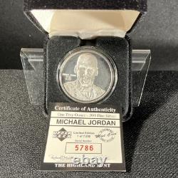 Highland Mint Michael Jordan Basketball 1 Troy oz. 999 Fine Silver Coin COA