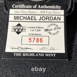 Highland Mint Michael Jordan Basketball 1 Troy oz. 999 Fine Silver Coin COA