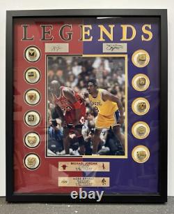Kobe Bryant And Michael Jordan Framed Championship Rings