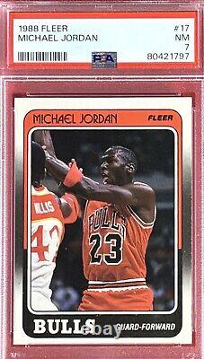 MICHAEL JORDAN 1988 Fleer Basketball CARD# 17 GRADED PSA 7 CHICAGO BULLS