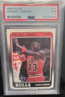 MICHAEL JORDAN 1988 Fleer Basketball CARD# 17 GRADED PSA 7 CHICAGO BULLS