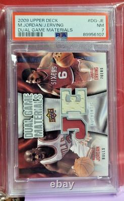 MICHAEL JORDAN JULIUS ERVING 2009 UD DUAL GAME USED JERSEYS PSA 7 GOAT Bulls