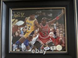 Magic Johnson Auto Lakers Signed 8x10 Framed Photo Michael Jordan PSA Authentici