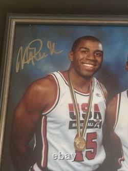 Magic Johnson Auto USA Olympics Signed 8x10 Framed Photo Michael Jordan PSA/DNA