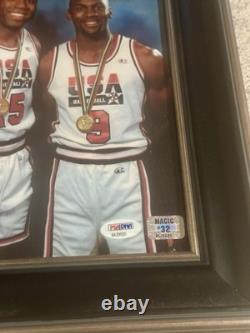 Magic Johnson Auto USA Olympics Signed 8x10 Framed Photo Michael Jordan PSA/DNA