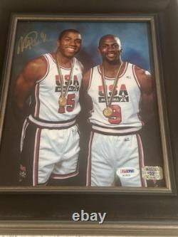 Magic Johnson Auto USA Olympics Signed 8x10 Framed Photo Michael Jordan PSA/DNA