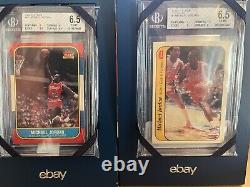 Michael Jordan 1986-87 Fleer Rookie #57 BGS 6.5 & Sticker #8 BGS 6.5 HOF Bulls