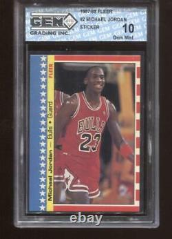Michael Jordan 1987-88 Fleer Sticker #2 HOF Chicago Bulls GEM MINT 10