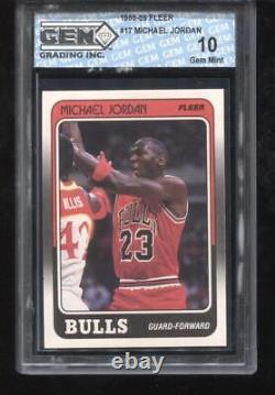 Michael Jordan 1988-89 Fleer #17 3rd Year Chicago Bulls MVP GEM MINT 10