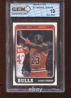 Michael Jordan 1988-89 Fleer #17 HOF Chicago Bulls GEM MINT 10
