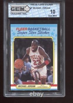 Michael Jordan 1988-89 Fleer Sticker #7 Chicago Bulls GEM MINT 10