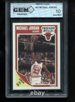 Michael Jordan 1989-90 Fleer #21 Basketball Card NBA Chicago Bulls GEM MINT 10