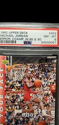Michael Jordan 1992 Upper Deck #453 ERROR Champ in 85 & 90 Bulls PSA 8 RARE