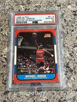Michael Jordan 1996 Ultra Fleer #U4 Decade of Excellence PSA 10 GEM MINT