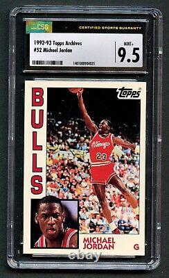 Michael Jordan #52 Topps Archives 1992-93 Chicago Bulls Basketball Card CSG 9.5
