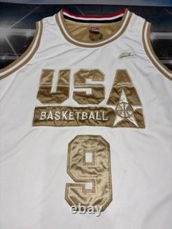 Michael Jordan #9 USA Basketball Dream Team Olympics Jersey White/Gold Large