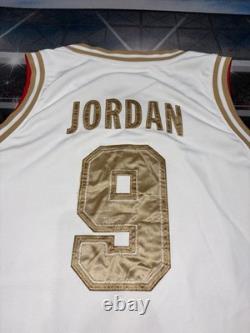 Michael Jordan #9 USA Basketball Dream Team Olympics Jersey White/Gold Large