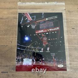 Michael Jordan Autographed 8x10 Dunking Contest Photo with COA Chicago Bulls