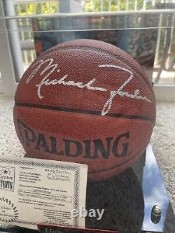 Michael Jordan Autographed NBA Basketball With Display Case Signed Spalding Auto