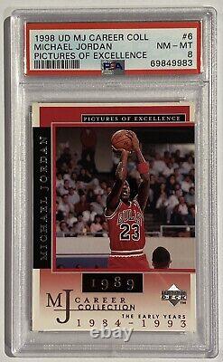 Michael Jordan Basketball Card 1998 Upper Deck Pictures Of Excellence Psa 8