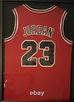 Michael Jordan Chicago Bulls #23 Signed Framed Basketball Jersey Autograph