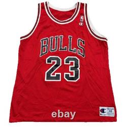 Michael Jordan Chicago Bulls Champion Authentic Jersey 48 L NBA Vtg 90s Stitched