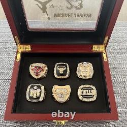 Michael Jordan Chicago Bulls Championship 6 Ring Set With Wooden Display Box