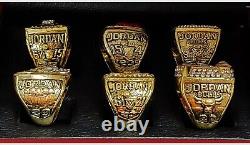 Michael Jordan Chicago Bulls Championship 6 Ring Set With Wooden Display Box
