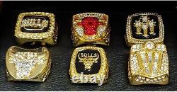 Michael Jordan Chicago Bulls Championship 6 Ring Set With Wooden Display Box