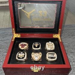 Michael Jordan Chicago Bulls Championship 6 Ring Set With Wooden Display Box