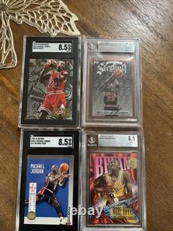 Michael Jordan Graded Lot With Kobe Bryant Rookie Card (lot Of 4)