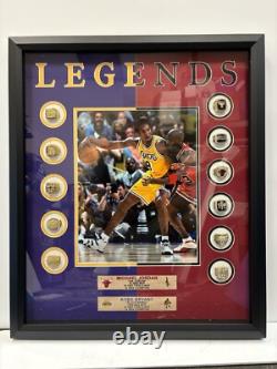 Michael Jordan & Kobe Bryant Lakers And Bulls 16x20 Photo with replica rings