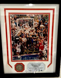 Michael Jordan! Last Shot Upper Deck Photo and Collector Gold Coin COA