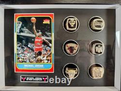Michael Jordan NBA Championship Rings Display Art Chicago Bulls With 6 Rings